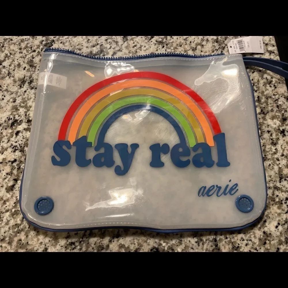 NWT AERIE STAY REAL SWIM POUCHWET/ DRY MAKEUP BAG